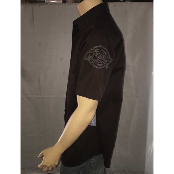 DICKIES Utility Shirt Brown Button Front Relaxed Fit 100% Cotton NEW OLD STOCK - Picture 7 of 10